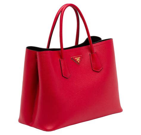 red and tan coloured prada handbags|saffiano leather double Prada bag.